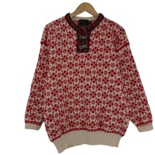 Vintage Fair Isle Nordic Pullover Long Sleeve Relaxed Fit Wool Sweater Size L