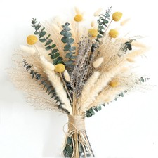 Dried Pampas Grass Bouquet   Boho Decor for Home, Vase Brown