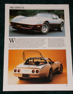 1982 Chevy Corvette Spec Sheet Info Photo 82 25 Anniversary 350 Silver C3