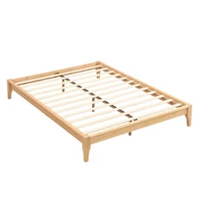 Natural Bamboo Platform Bed Frame Full Size 12 Inch Metal Support