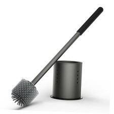 RV Toilet Brush and Holder Set- One-Piece Long Handle, Silicone Head, Magnetic