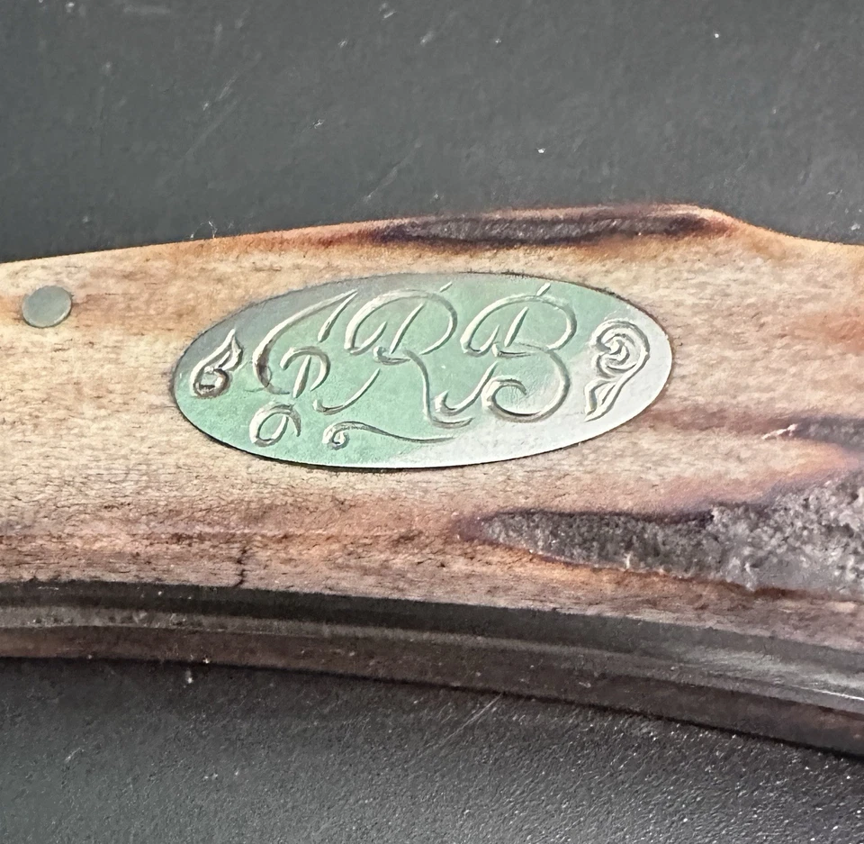 Handmade Dick Darough Pocket Knife with Drop Point Blade and Dark Stag Handle - Image 4 of 4