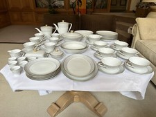 Speise-, Kaffee-, Frühstücks-Service, Ria, grauer Rand, Kön. pr. Tettau, 6 Pers.