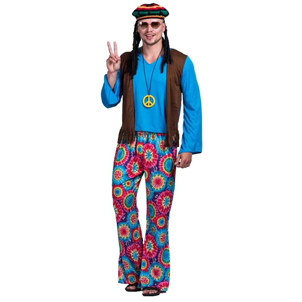 Complete Outfit Hippie Multi-Color Costumes for Men