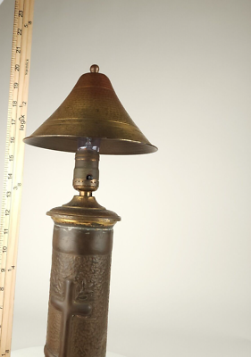Antique WW1 WWi TRENCH ART LAMP Artillery Shell Lorraine Cross