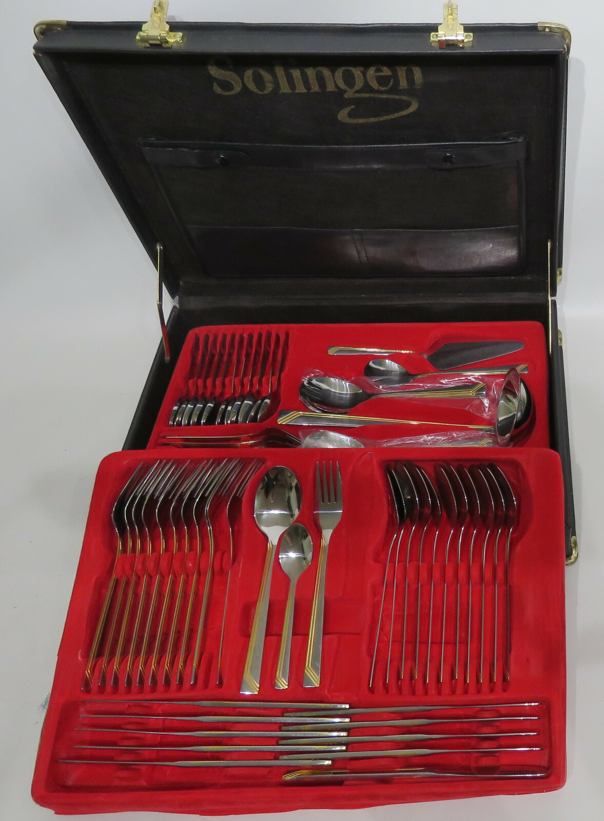 Bestecke 18 10 Solingen Stainless With Gold Silverware Set Briefcase 72 Piece Uu Ebay