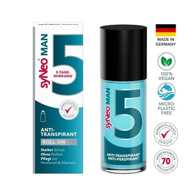 syNeo 5 Antitranspirant MAN Roll-On für Herren bei starkem Schwitzen, 50ml