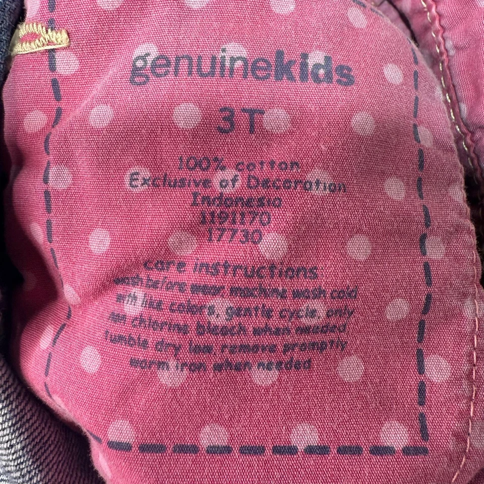 Vestido Mono Denim Genuino Niños por OshKosh Niñas Pequeñas 3T Rosa Floral Foto 3 de 4