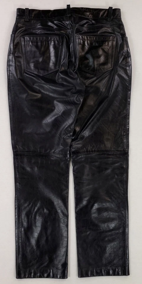 Pantalones negros Gap para mujer talla 12 de cuero genuino calce original pierna recta 32 x 30 Foto 4 de 4