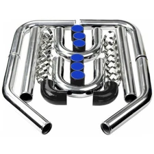 Universal Aluminum 2.5" Turbo Intercooler Elbow Pipe Kit + Silicone Hose + Clamp