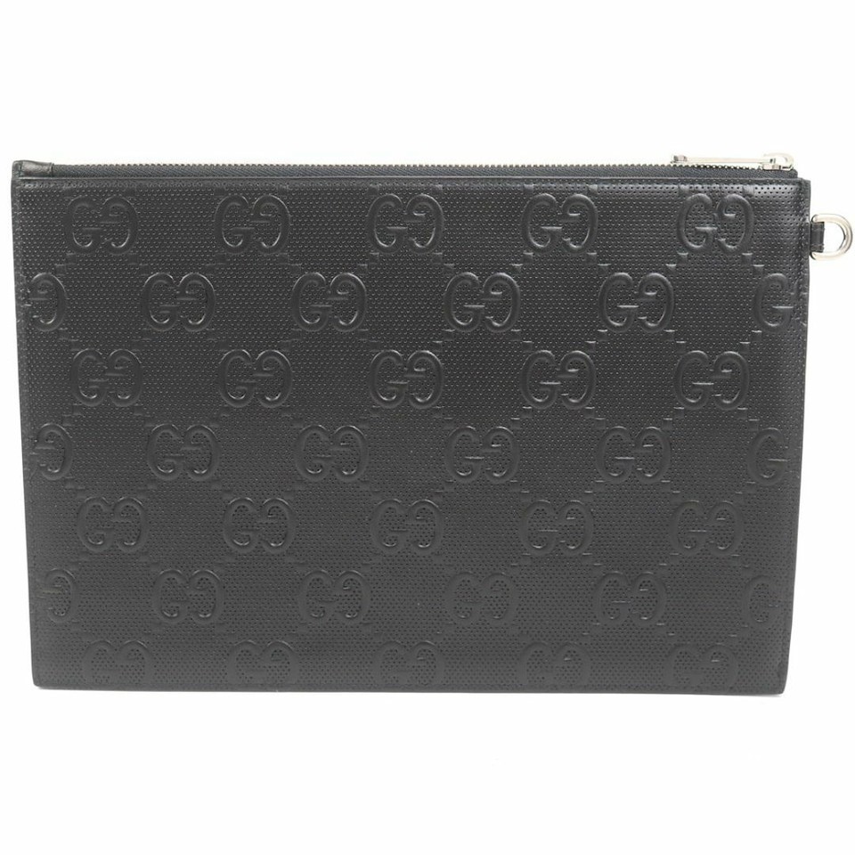 Gucci Gg Emboss Clutch Bag Black Men'S Wristlet Second Pouch eBay