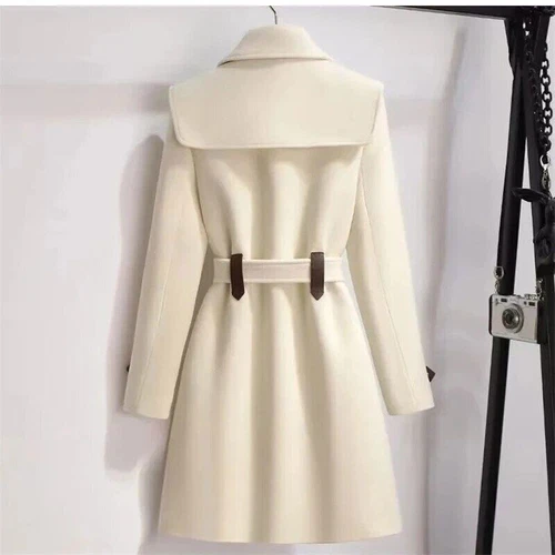 New Autumn Winter Wool Jacket Womens Clothing Coat Slim Fit Belt Elegant Outwear - Picture 6 of 18