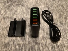 Black 6 Port USB Wall Charger USB Quick Charge QC 3.0 Power Adapter Plug US