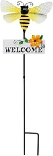 Metal Garden Stakes Welcome Sign(Bee) Decorative Plant Stake Spring Decor