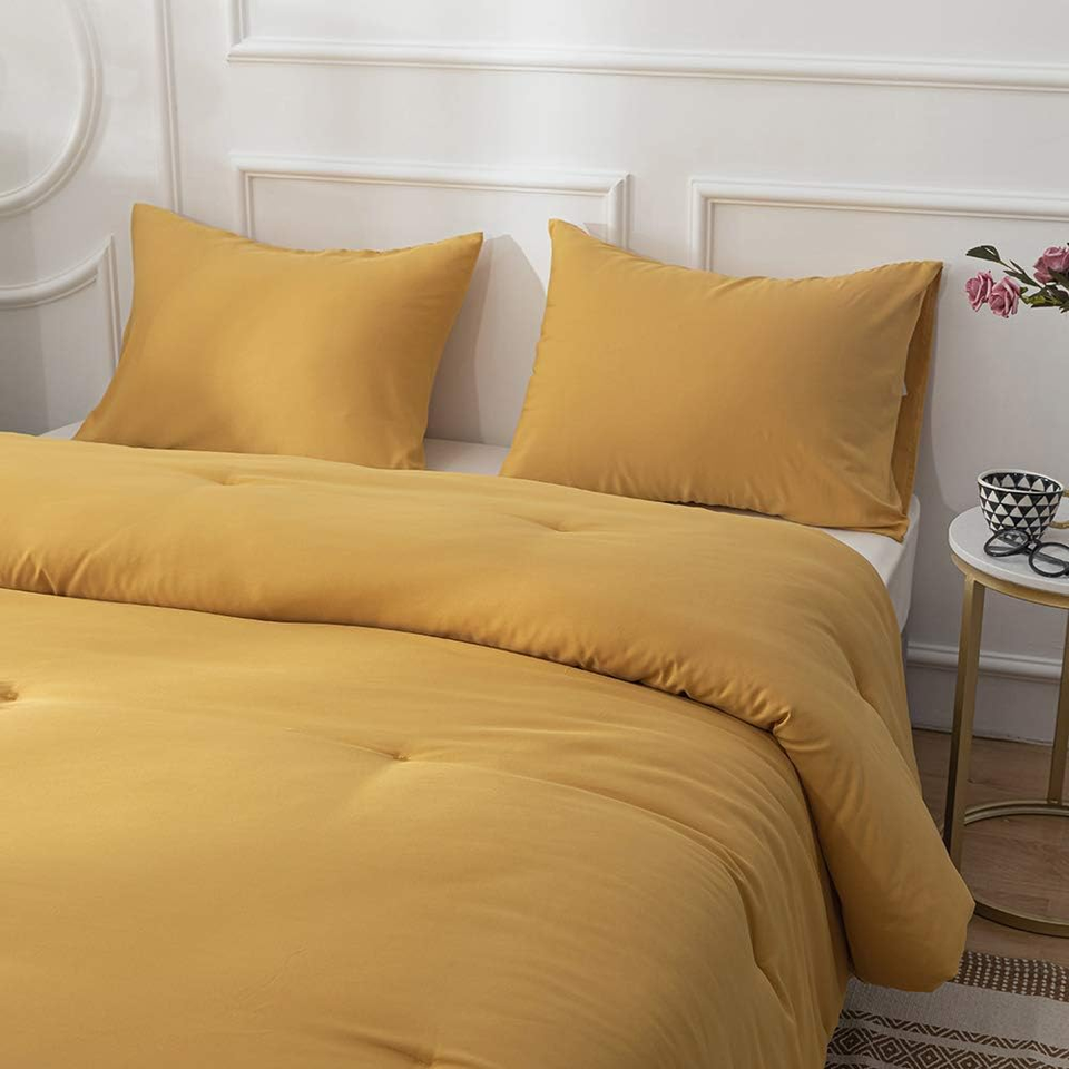 Mustard Yellow Pillowcases Queen Women Men Dark Yellow Pillow Shams