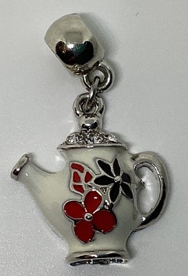 White Kettle Charm European Bead For Charm Bracelet Necklace Gift Christmas