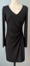 GUESS Studded Ruched Sheath Dress Black Size 4 Bead Studded Sleeve Lined