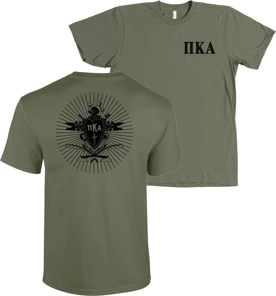T-shirt Pi Kappa Alpha Bella + Canvas - Manica Lunga - Bianca Con Bandiera USA - Tutte Le Taglie