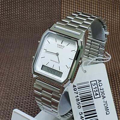 Casio AQ-230A-7D Vintage Series Analog Digital White Dial