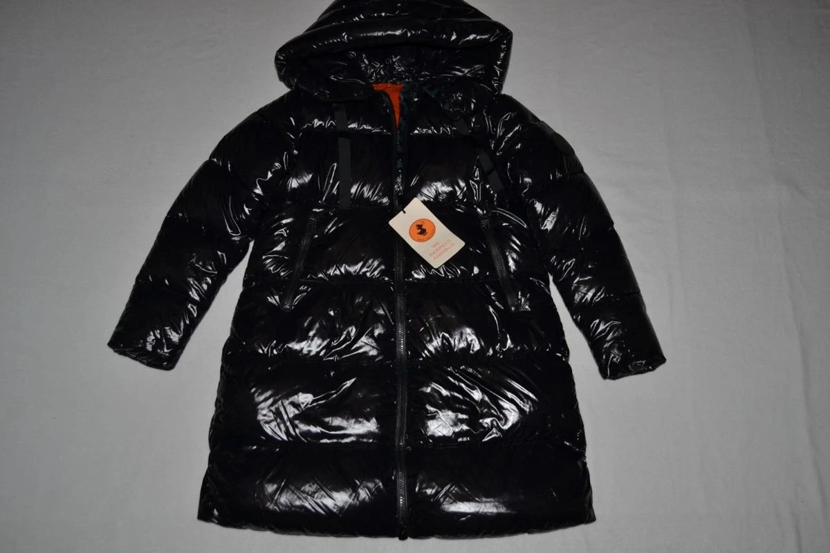 AUTHENTIC SAVE THE DUCK WOMEN S ISABEL HOODED PUFFER COAT BLACK