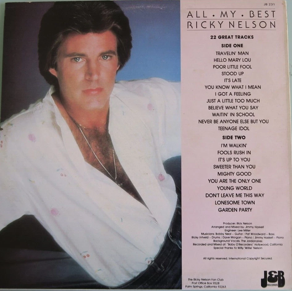 Ricky Nelson All My Best Hits Australia pressing 12'' vinyl Lp 1985 rare - Image 3 of 3
