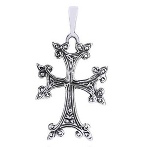 Authentic Religious Interlace Trinity Cross 14K White Gold Plated Silver Pendant Necklace