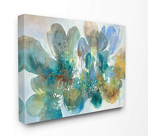 Stupell Industries Blue and Green Bright Painterly Florals Canvas Wall Art, 16 x