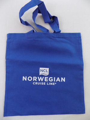Norwegian Cruise Lines Reusable Tote Bag w/ Straps Cotton Blue HTF NOS LAST ONE