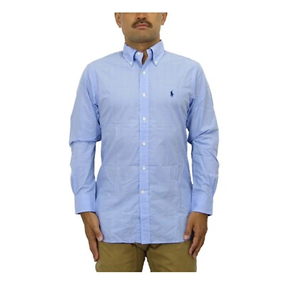 Polo Ralph Lauren Long Sleeve Slim Fit Sized Dress Shirt - Blue Check - |  eBay