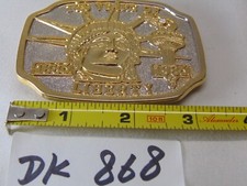 1886-1986 100 Years Of Lady Statue Of Liberty Two Tone Belt Buckle Vintage