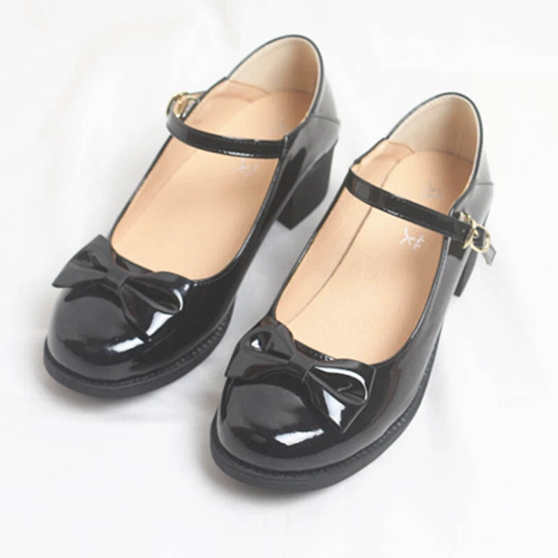 Lolita Japanese Womens Girls Patent Leather Flats Mary Janes JK Uniform Shoes - Image 4 of 4