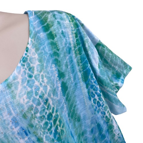 Concepts Womens Top Size XXXL 22 Short Sleeve Multicolored Paisley Scoop Neck - Picture 8 of 13