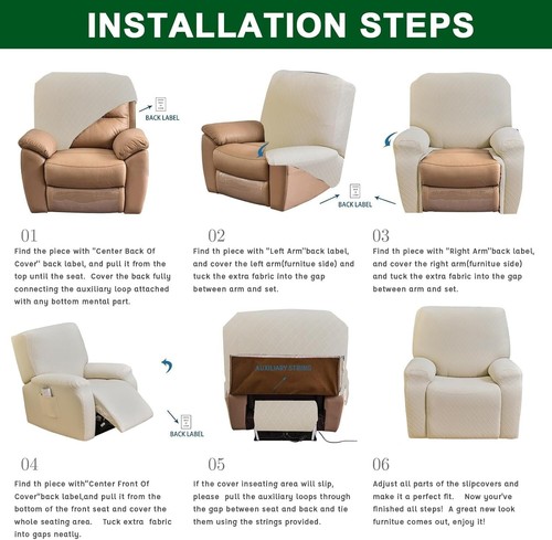 Breathable Jacquard Recliner Furniture Protector for Kid & Pet - Beige, 4 Pieces - Picture 8 of 9