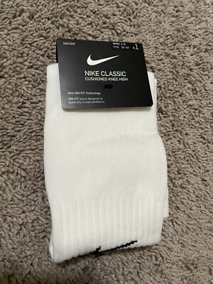 NEW Nike soccer classic cushioned knee high wmn 4-6 ugh 3y-5y x 1 white Socks