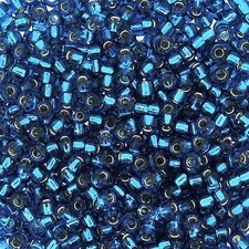 Miyuki Round Rocaille Seed Beads Size 8/0 Silver Lined Capri Blue 22GM 8-25 