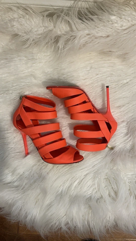 Jimmy Choo Neon Orange Flame 141 Damsen Pumps 36 - Image 2 of 4