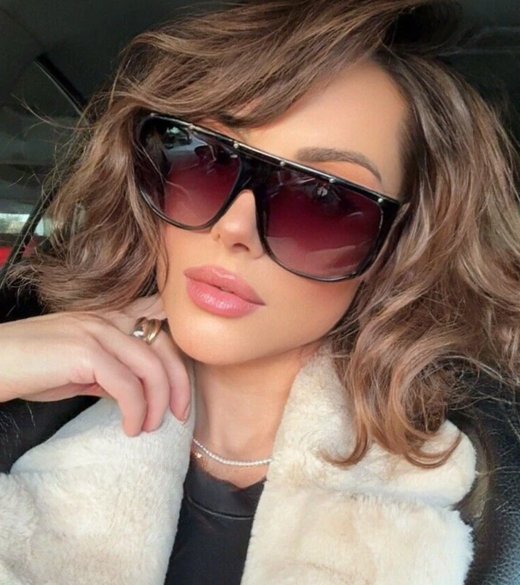 Gafas de sol STUDDED XXL OVERSIZE "EMMA" Mujer Aviador Parte superior plana Cuadrada Sombra  Foto 2 de 4