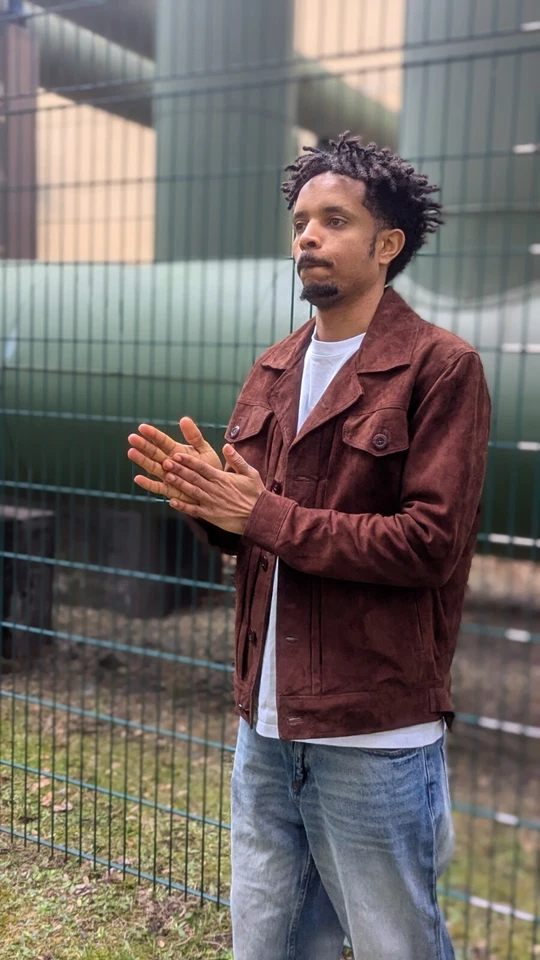 Brown Suede Leather Jacket Men 100% Pure Suede/Trucker Coat Jacket - Image 2 of 4