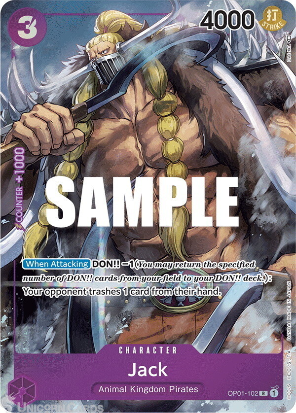 ONE PIECE 1〜102 OP01-102 Jack (Parallel) Rare Alternative Art English One