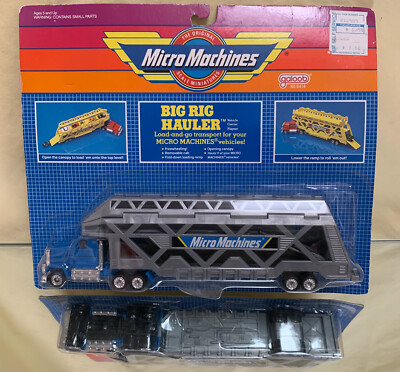NEW 1988 Big Rig Hauler Car Carrier SEMI Truck MICRO MACHINES BLUE GRAY **READ**