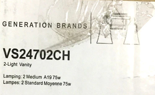 Generation Brands 2 Medium Seeded Glass Light Vanity Light VS24702CH Chrome - Picture 2 of 6