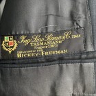 Hickey Freeman men's 100% Super 130’s worsted wool blazer with notch lapel, two-button front, and labeled inner pocket.
