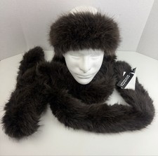 H M Faux Fur Headband Ear Warmer Scarf Set Womens One Size Brown Winter Divided