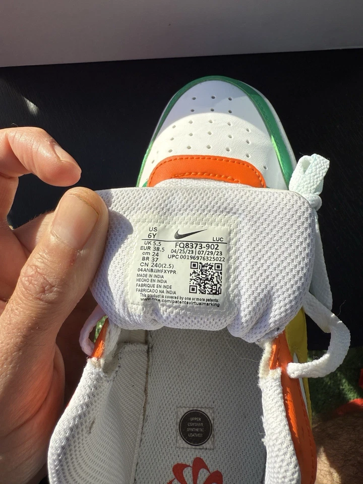 耐克 Dunk Low GS 多色白色橙色绿色 FQ8373-902 尺码 6Y 二手 — 第 3/4 张图片