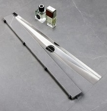36"L SaniteModar Linear Shower Drain with Tile Insert Grate Brushed Steel