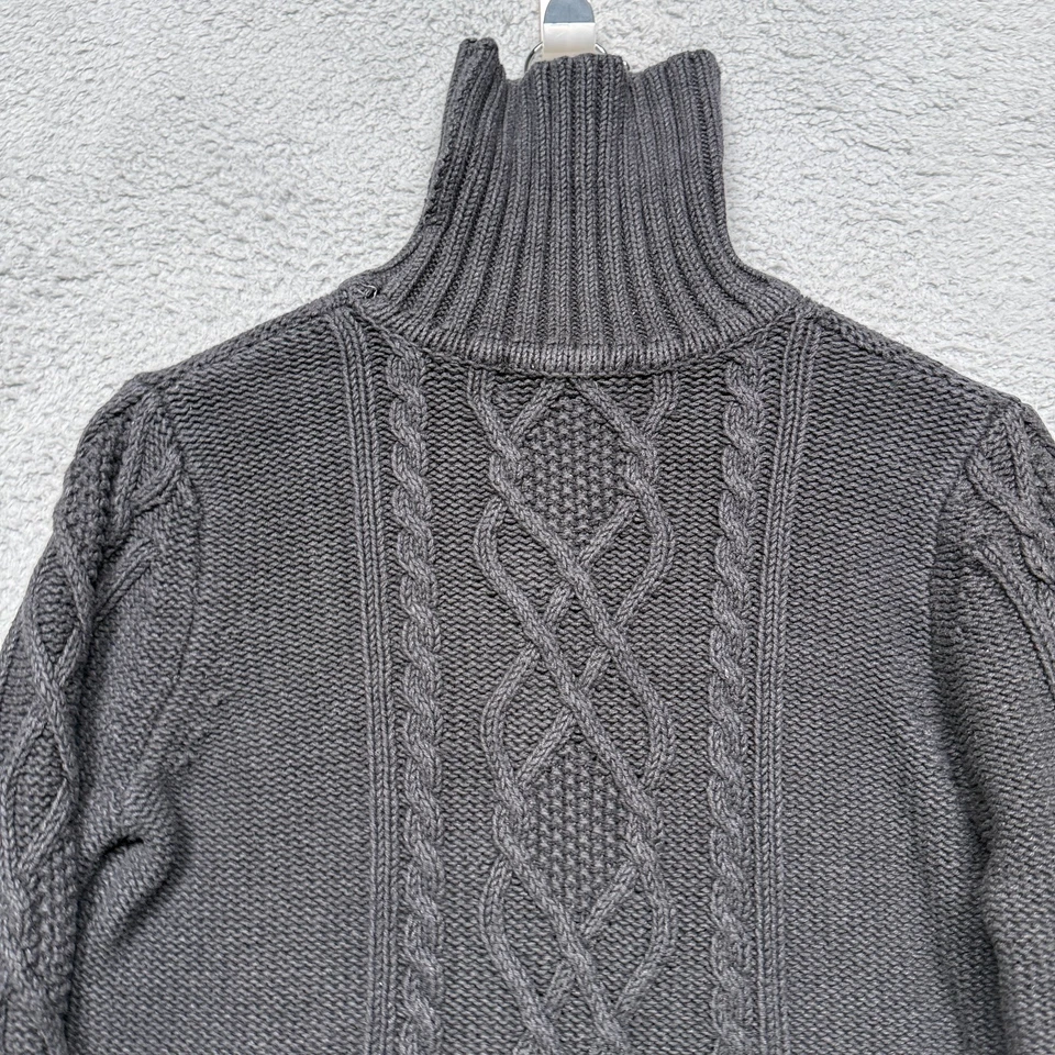 Suéter Eddie Bauer para mujer M tejido con cable pescadores suéter cuello alto algodón Foto 3 de 4