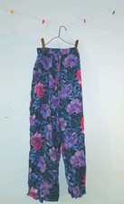 vtg black Hawaiian palazzo pant women L 80s