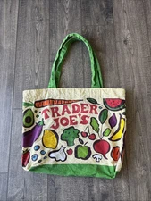 Trader Joe’s fruit & veggie Reusable  Cotton /  canvas grocery tote bag green
