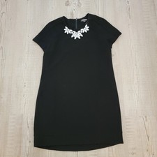 Fashion Union Women's Shift Black Mini Dress With Jewel Neck
