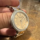 Fossil Virginia Women's Two-Tone Bracelet Quartz Watch Gold Dial Crystal Bezel — photo 2